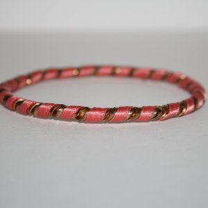 💖 Vintage Gold & Pink Ribbon Bangle Bracelet 💖